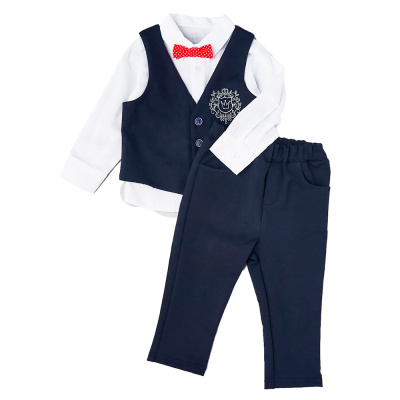 Костюм жилет брюки рубашка для мальчика Little star 166243 синий белый 1